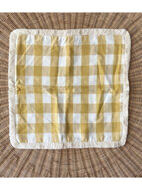 Serena & Lily Classic Linen Gingham Pillow Cover (20” SQ)(SAMPLE/NO TAGS)-Yellow